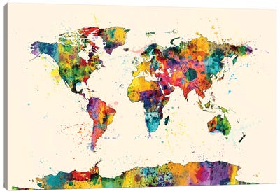 Drops Of Color II Canvas Art Print - World Map Art