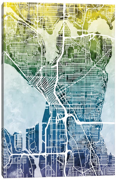Seattle, Washington, USA Canvas Art Print - 3-Piece Map Art