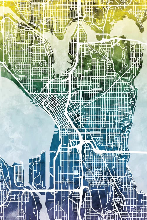 Gradient Map Of Seattle, Washington, USA by Michael Tompsett wall art