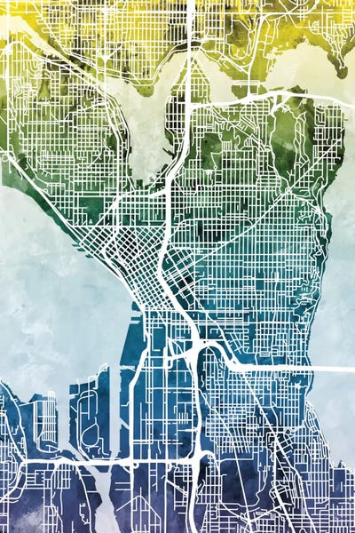 Michael Tompsett: Gradient Map Of Seattle, Washington, USA by Michael Tompsett