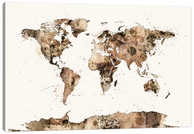 Earthly Tones Canvas Art Print - World Map Art