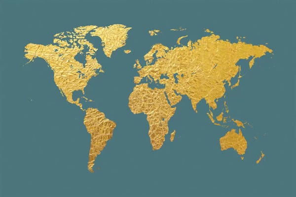 Gold Foil On Ocean Blue