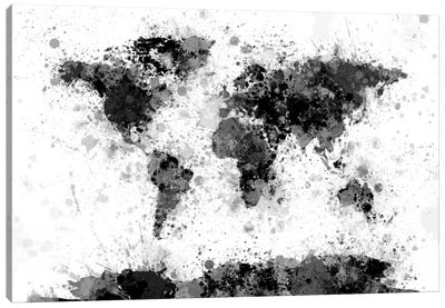 Ink Blot Canvas Art Print - World Map Art