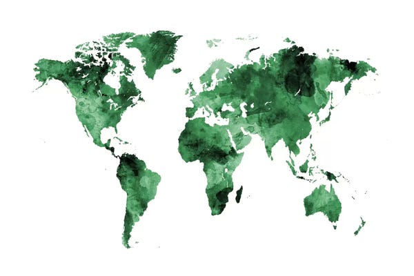 Globes: Shades Of Green (w/o Antarctica) by Michael Tompsett