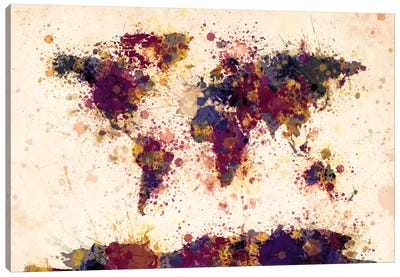 Shades Of Purple Canvas Art Print - World Map Art