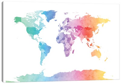 Soft Watercolors Canvas Art Print - World Map Art