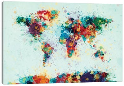 Splashes Of Color I Canvas Art Print - Kids Map Art