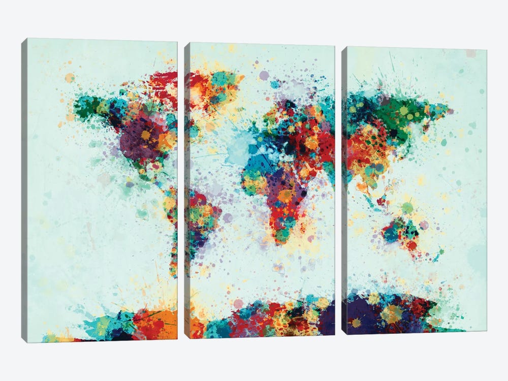 Splashes Of Color I by Michael Tompsett 3-piece Canvas Artwork