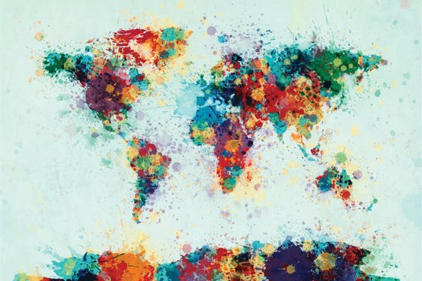 Kids Map Art: Splashes Of Color I by Michael Tompsett