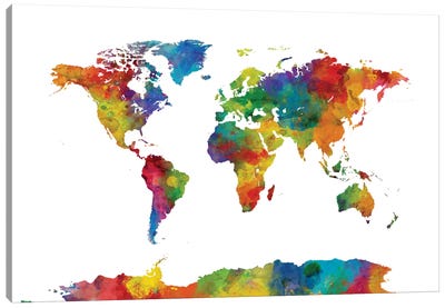 Strong Watercolors I Canvas Art Print - World Map Art