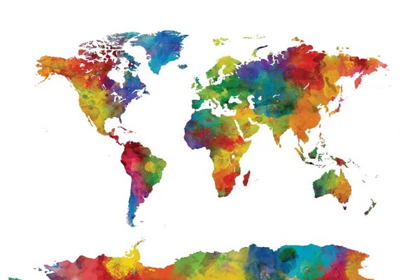 Large Map Art - Canvas Prints: Strong Watercolors I by Michael Tompsett