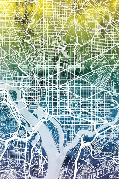 Michael Tompsett: Gradient Map Of Washington, D.C., USA by Michael Tompsett