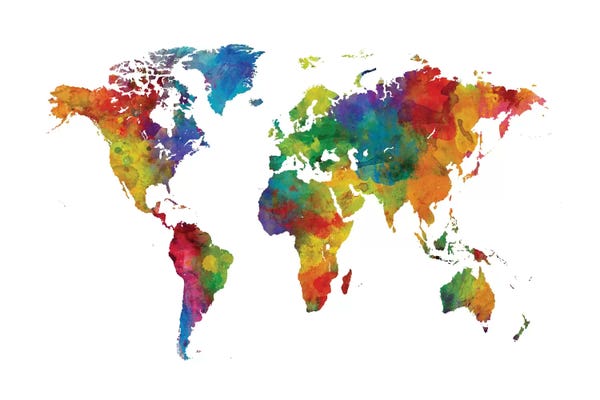 Michael Tompsett: Strong Watercolors I (w/o Antarctica) by Michael Tompsett