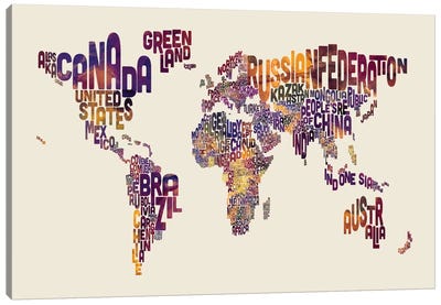 Typography I Canvas Art Print - Maps & Geography