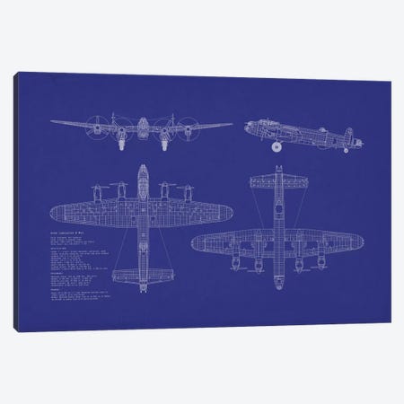 Avro Lancaster B Mk.I Blueprint Canvas Print #MTO484} by Michael Tompsett Canvas Wall Art