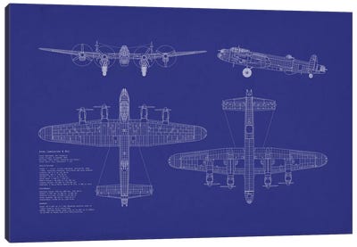 Avro Lancaster B Mk.I Blueprint Canvas Art Print - Military Aircraft Art
