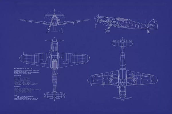 Airplanes: Messerschmitt Bf 109 G-10 Blueprint by Michael Tompsett