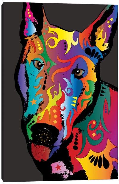Rainbow Bull Terrier Canvas Art Print - Bull Terrier Art