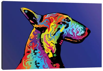 Rainbow Bull Terrier Profile Canvas Art Print - Bull Terriers