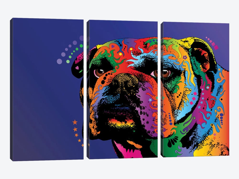 Rainbow Bulldog by Michael Tompsett 3-piece Canvas Art Print