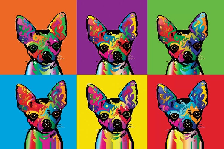 Rainbow Chihuahua Line-Up by Michael Tompsett wall art
