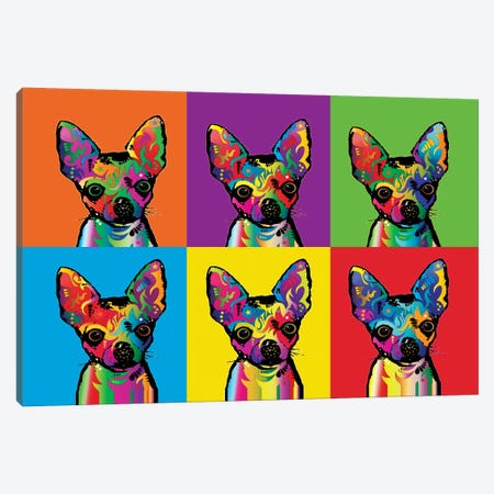 Rainbow Chihuahua Line-Up Canvas Print #MTO491} by Michael Tompsett Canvas Wall Art