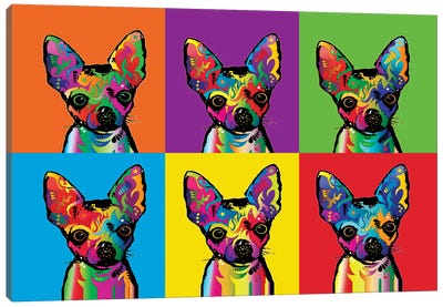 Rainbow Chihuahua Line-Up Canvas Art Print - Similar to Andy Warhol