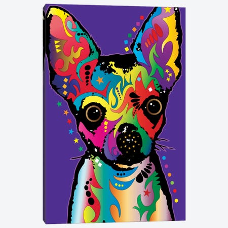 Rainbow Chihuahua On Grape Canvas Print #MTO493} by Michael Tompsett Canvas Wall Art