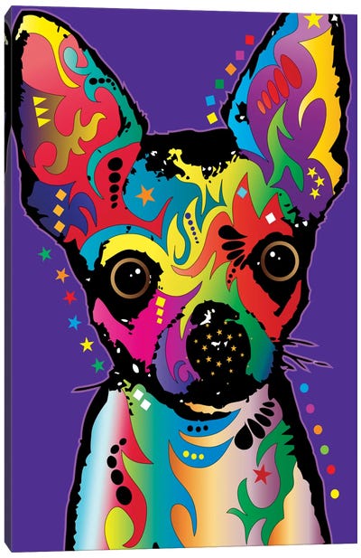 Rainbow Chihuahua On Grape Canvas Art Print - Chihuahua Art