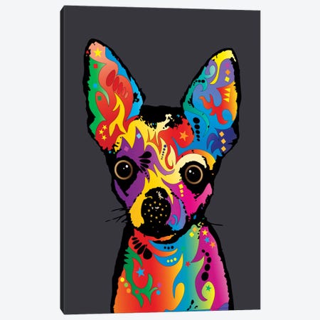 Rainbow Chihuahua On Grey Canvas Print #MTO494} by Michael Tompsett Canvas Art Print