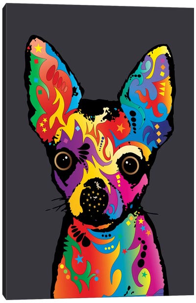 Rainbow Chihuahua On Grey Canvas Art Print - Chihuahua Art