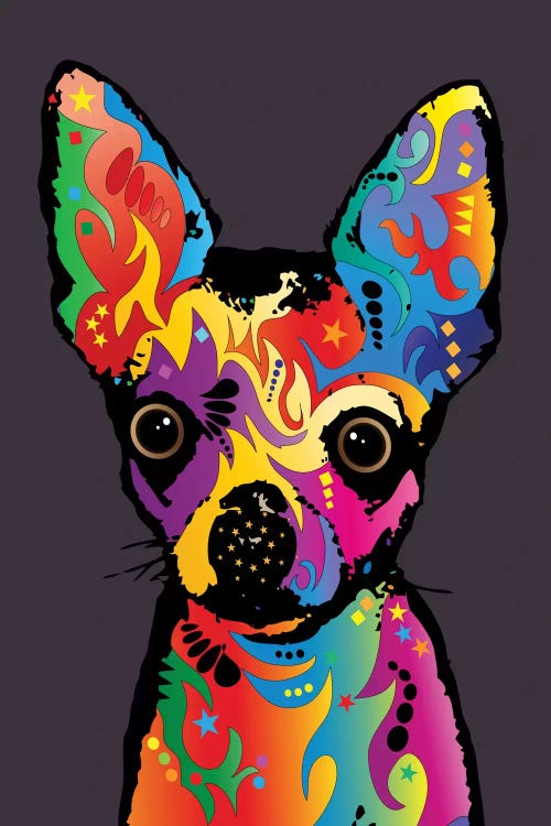 Rainbow Chihuahua On Plum Grey