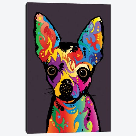 Rainbow Chihuahua On Plum Grey Canvas Print #MTO495} by Michael Tompsett Canvas Print