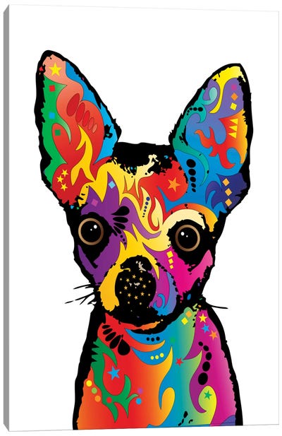 Rainbow Chihuahua On White Canvas Art Print - Chihuahua Art