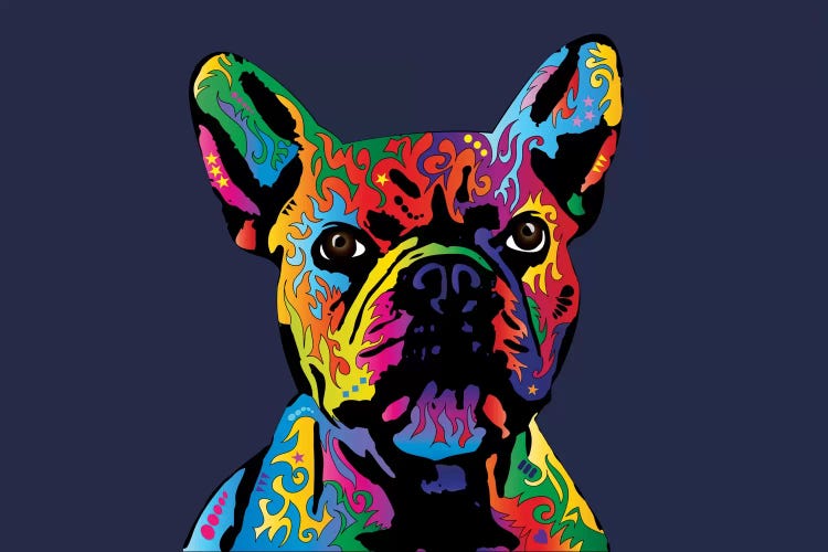 Rainbow French Bulldog On Blue