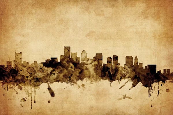 Massachusetts: Retro Skyline Of Boston, Massachusetts, USA by Michael Tompsett
