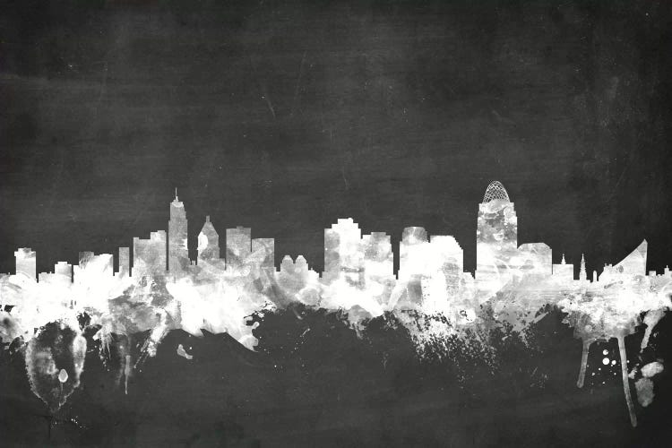 Blackboard Skyline Of  Cincinnati, Ohio, USA