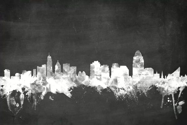 Michael Tompsett: Blackboard Skyline Of  Cincinnati, Ohio, USA by Michael Tompsett
