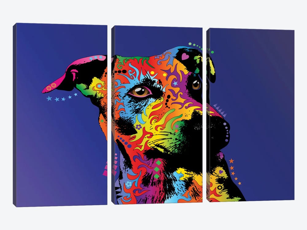 Rainbow Jack Russell Terrier by Michael Tompsett 3-piece Art Print
