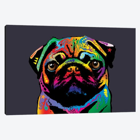 Rainbow Pug On Grey Canvas Print #MTO501} by Michael Tompsett Canvas Art
