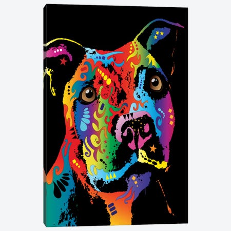Rainbow Staffordshire Bull Terrier (Pit Bull) Canvas Print #MTO504} by Michael Tompsett Art Print