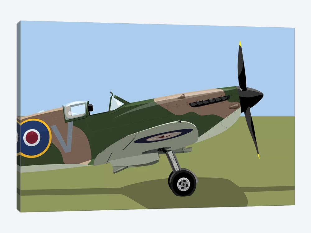 Supermarine Spitfire World War II Fighter Plane by Michael Tompsett 1-piece Canvas Artwork