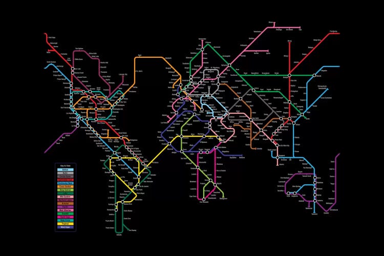 Metro Tube Schematic On Black by Michael Tompsett wall art