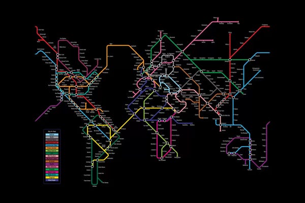 Michael Tompsett: Metro Tube Schematic On Black by Michael Tompsett