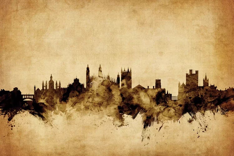 Retro Skyline Of Cambridge, England, United Kingdom by Michael Tompsett wall art