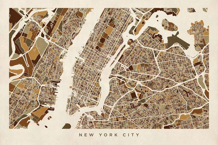 New York City Street Map, Browns, Horizontal