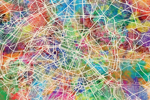 Abstract Maps: Paris, France Street Map by Michael Tompsett