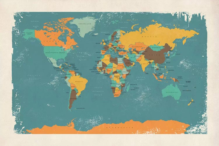 Retro Political Map Of The World I