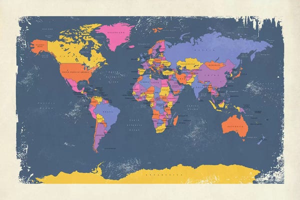 Globes: Retro Political Map Of The World III by Michael Tompsett