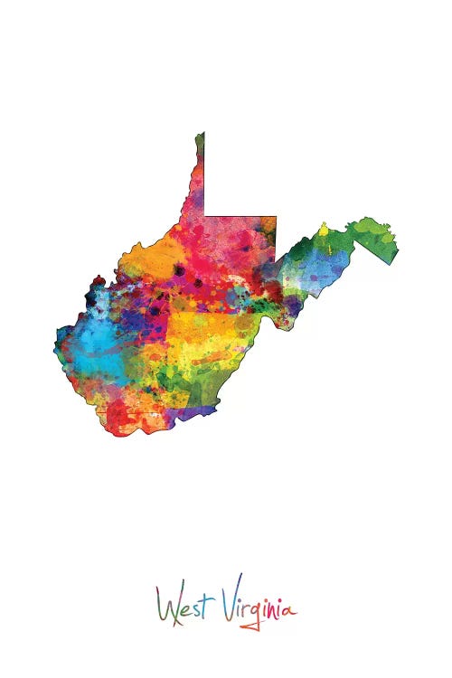 West Virginia Map by Michael Tompsett wall art